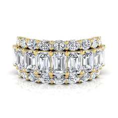 OctaPearl Emerald & Oval Cut Lab Grown Diamond Wide Band Ring