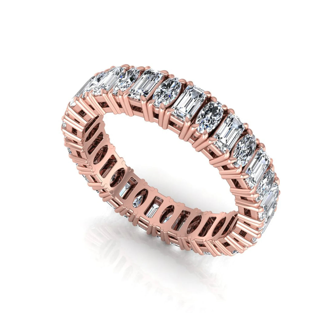 OctaPearl Emerald & Oval Cut Lab Grown Diamond Full Eternity Wedding Band