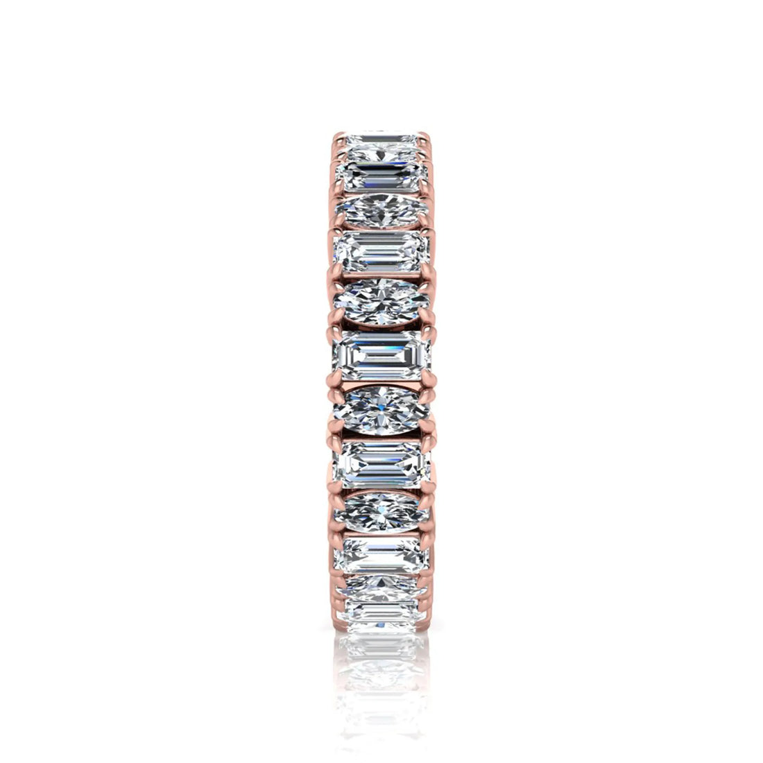 OctaPearl Emerald & Oval Cut Lab Grown Diamond Full Eternity Wedding Band