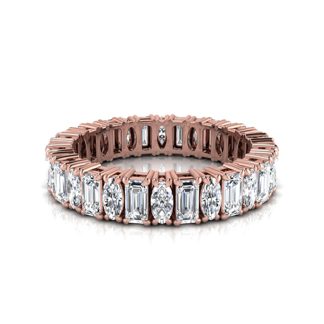 OctaPearl Emerald & Oval Cut Lab Grown Diamond Full Eternity Wedding Band