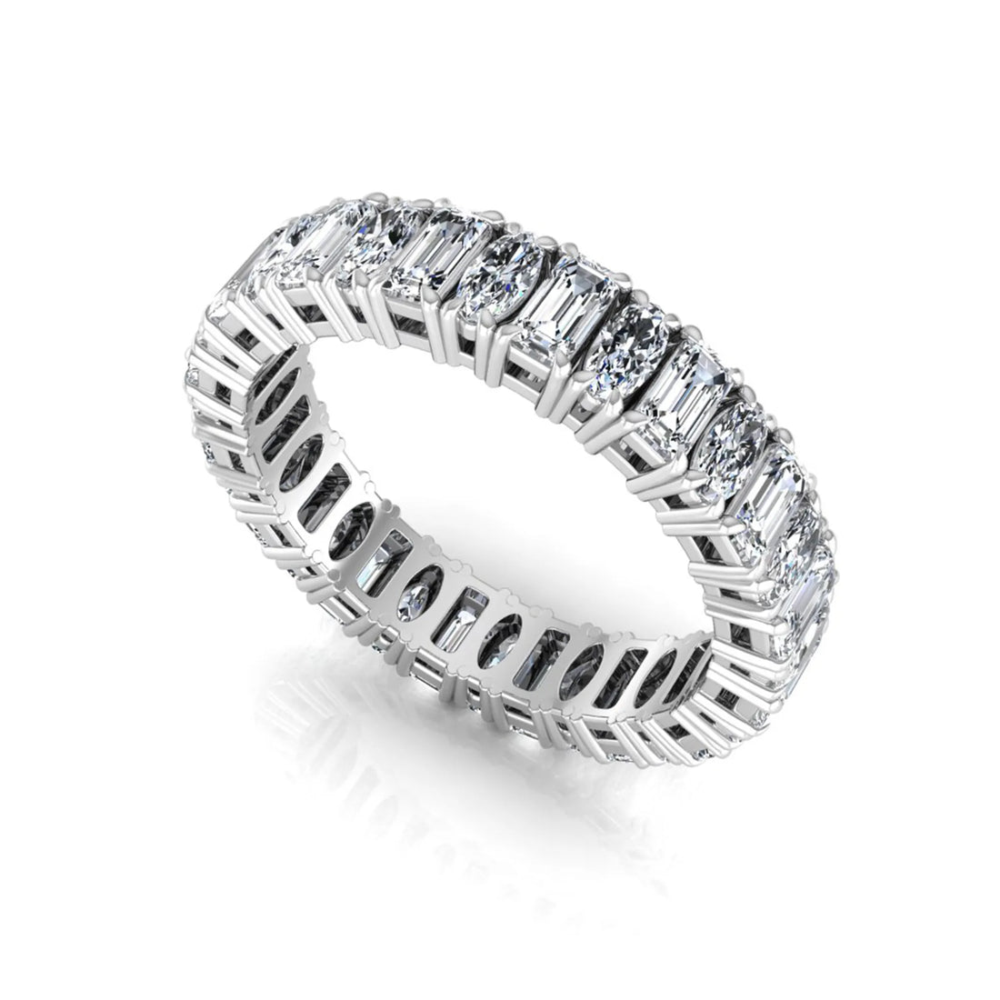 OctaPearl Emerald & Oval Cut Lab Grown Diamond Full Eternity Wedding Band
