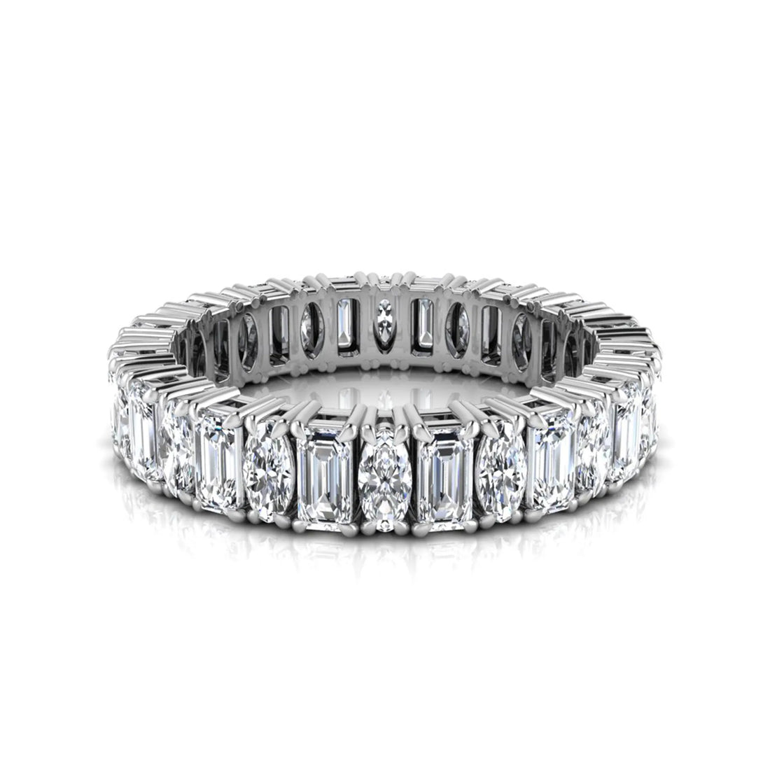 OctaPearl Emerald & Oval Cut Lab Grown Diamond Full Eternity Wedding Band