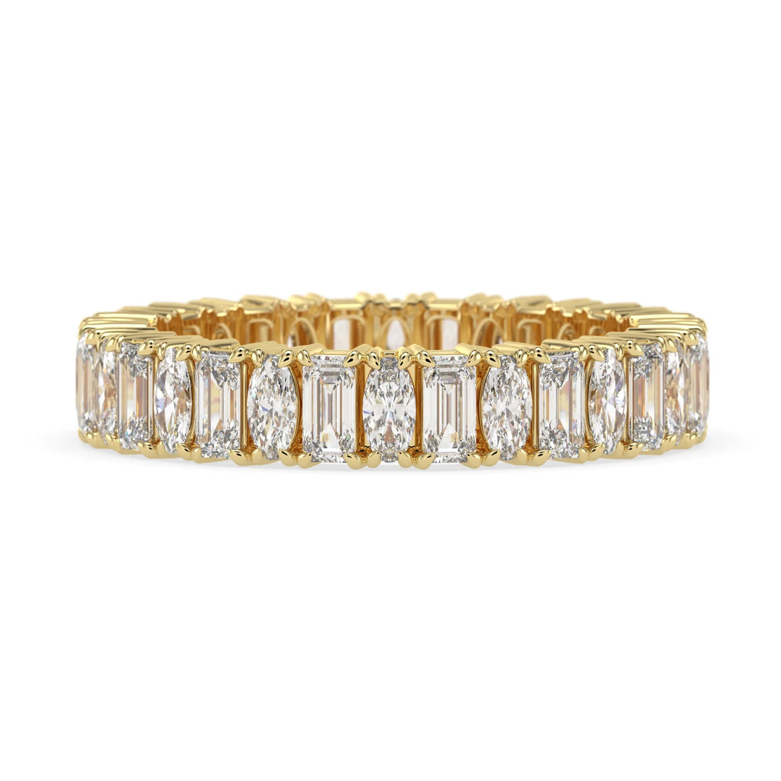 OctaPearl Emerald & Oval Cut Lab Grown Diamond Full Eternity Wedding Band