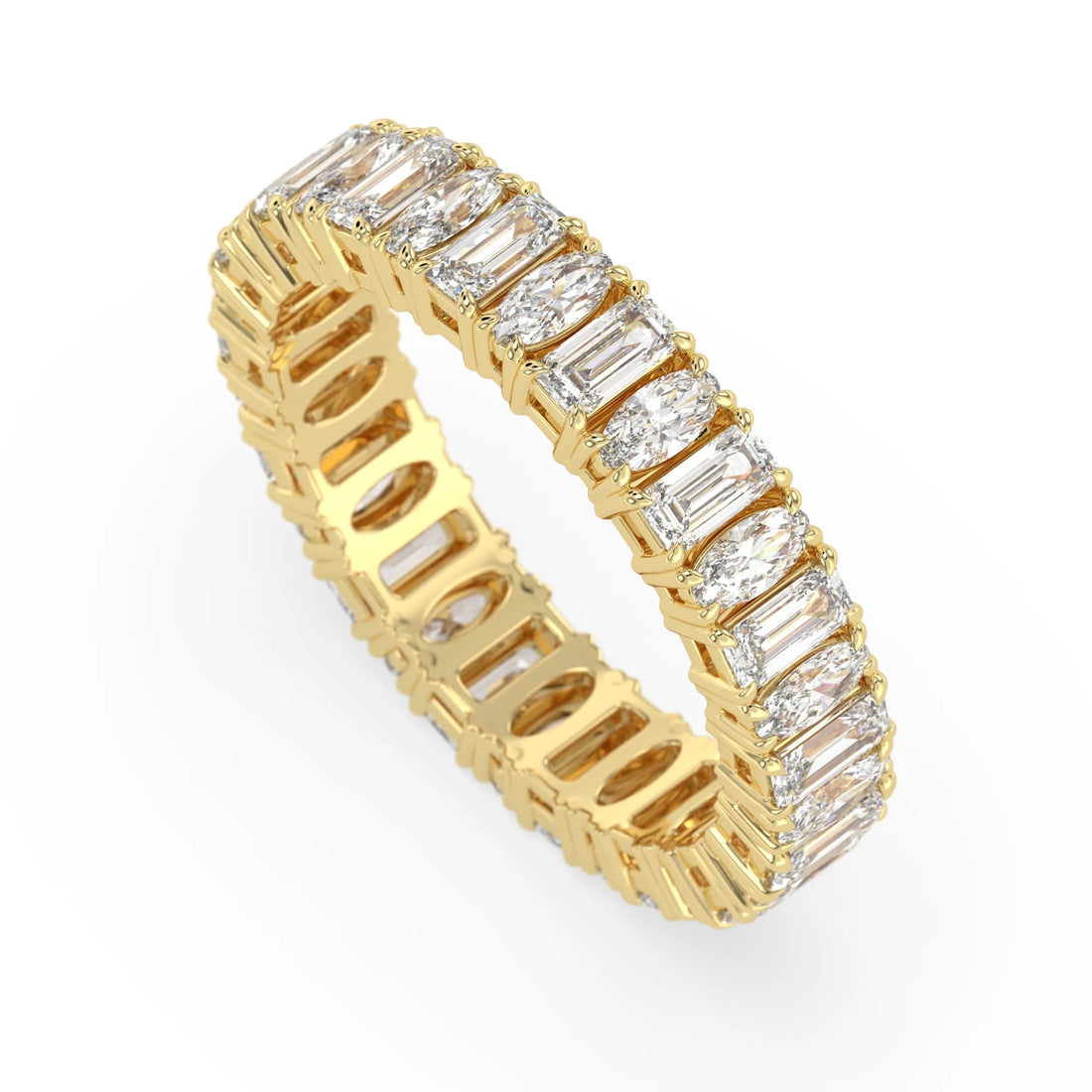 OctaPearl Emerald & Oval Cut Lab Grown Diamond Full Eternity Wedding Band