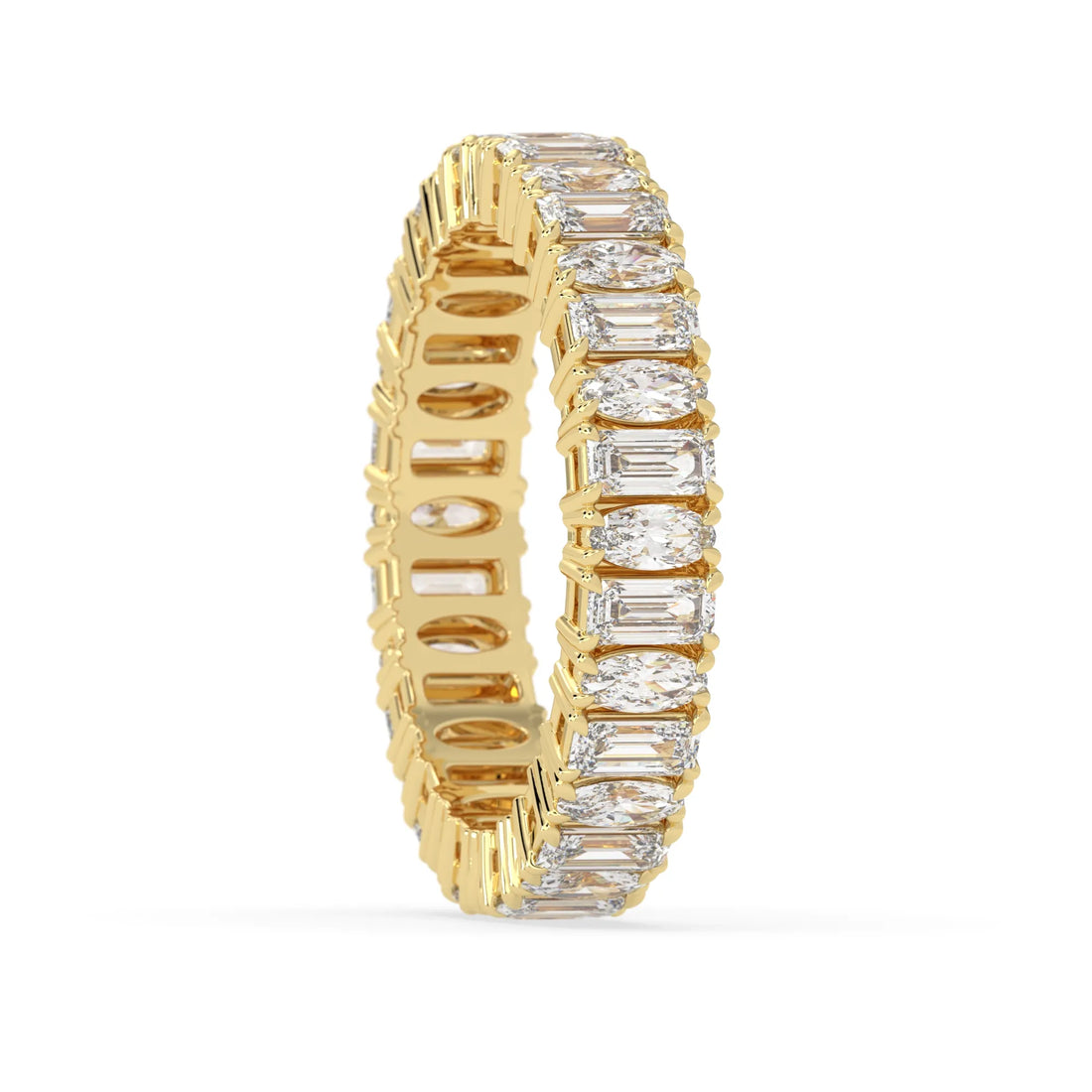 OctaPearl Emerald & Oval Cut Lab Grown Diamond Full Eternity Wedding Band