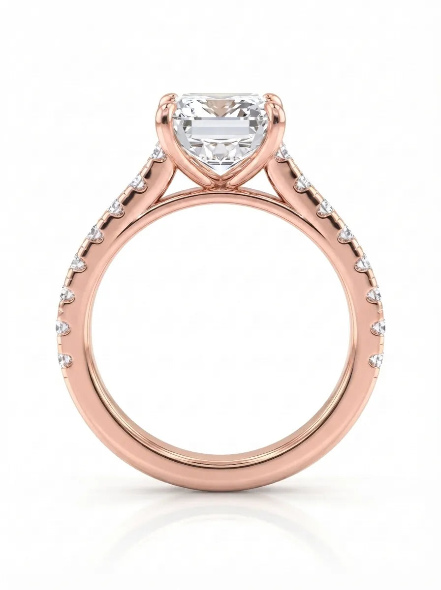 OctaPearl 2.5 ct Emerald Pavé Lab Grown Diamond Engagement Ring