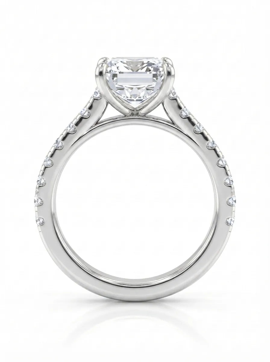 OctaPearl 2.5 ct Emerald Pavé Lab Grown Diamond Engagement Ring