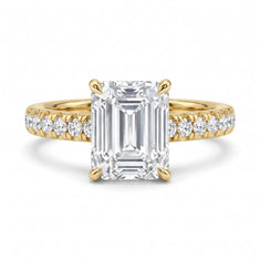 OctaPearl 2.5 ct Emerald Pavé Lab Grown Diamond Engagement Ring
