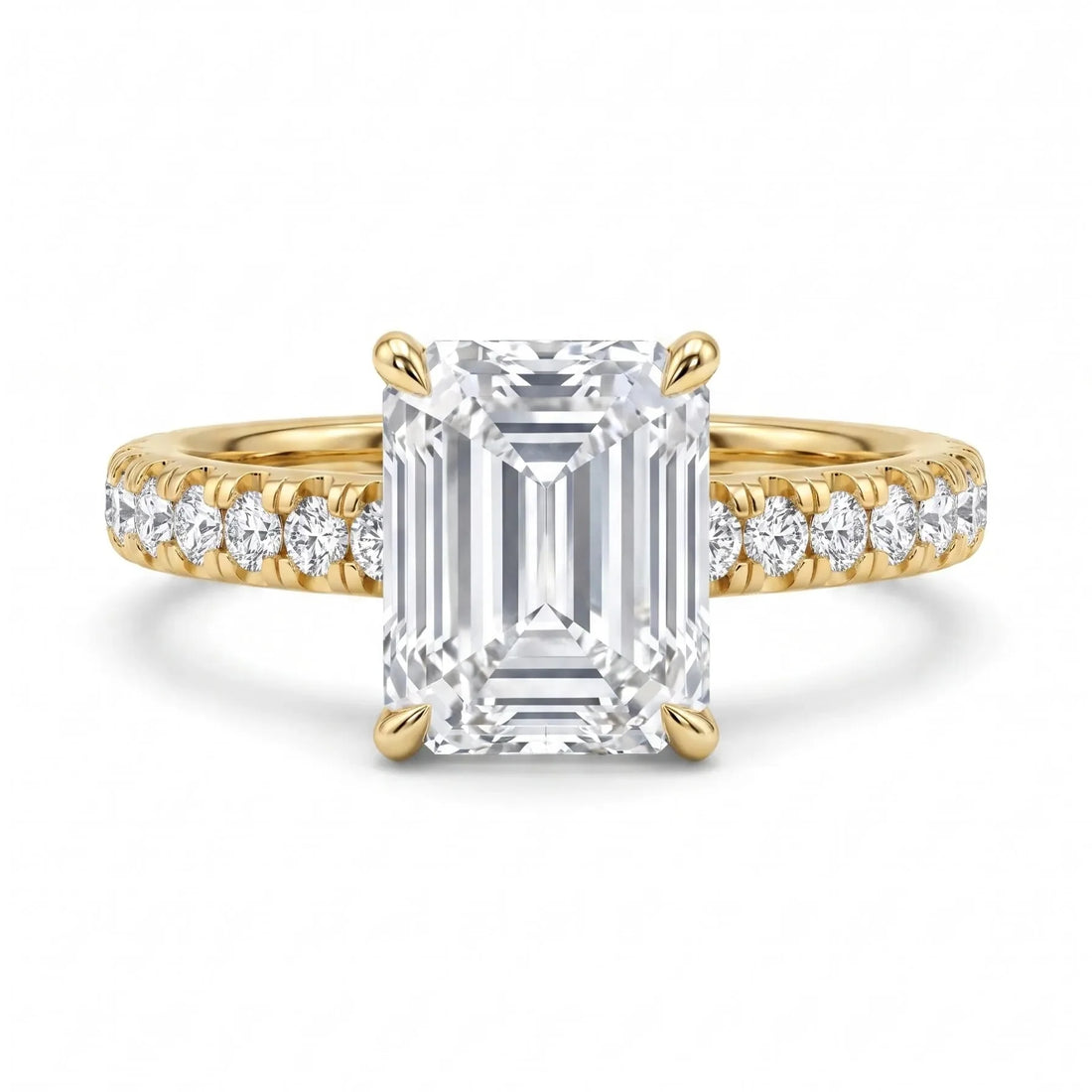 OctaPearl 2.5 ct Emerald Pavé Lab Grown Diamond Engagement Ring