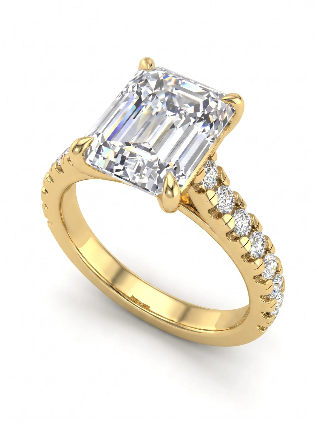 OctaPearl 2.5 ct Emerald Pavé Lab Grown Diamond Engagement Ring