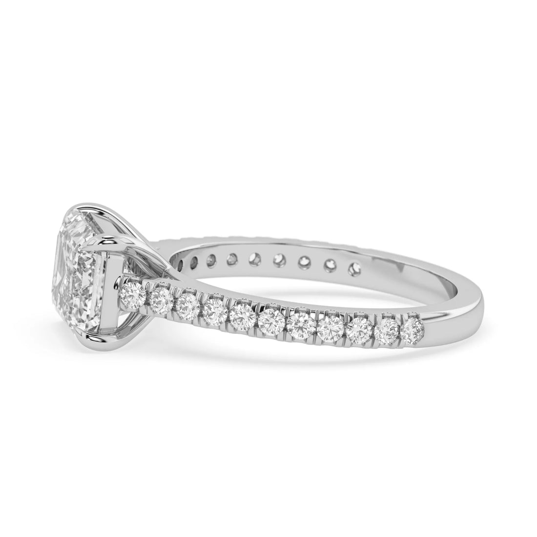 OctaPearl 2.5 ct Emerald East West Lab Grown Diamond Pave Engagement Ring