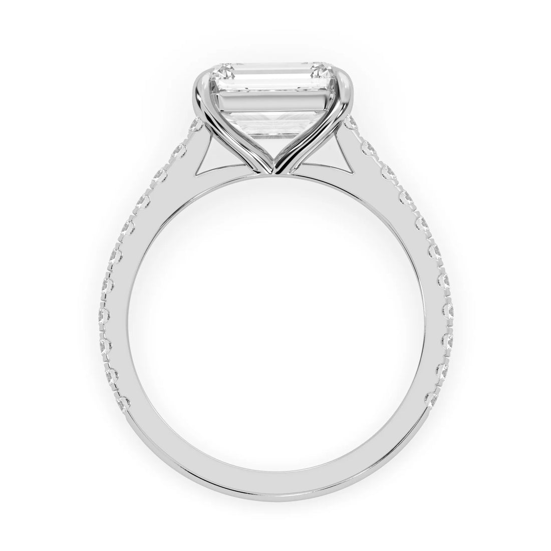 OctaPearl 2.5 ct Emerald East West Lab Grown Diamond Pave Engagement Ring