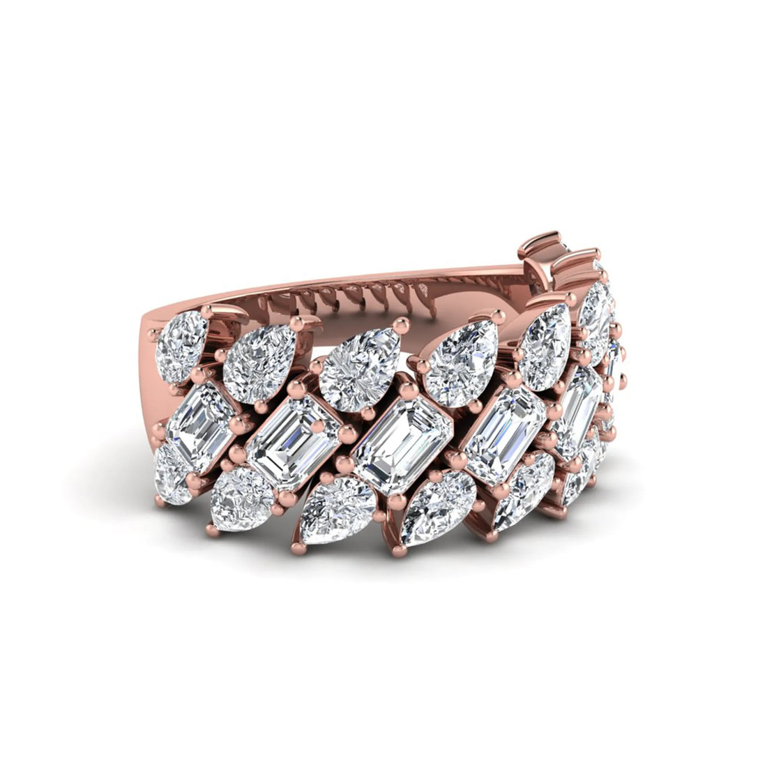 OctaPearl Emerald & Pear Cut Lab Grown Diamond Cluster Ring