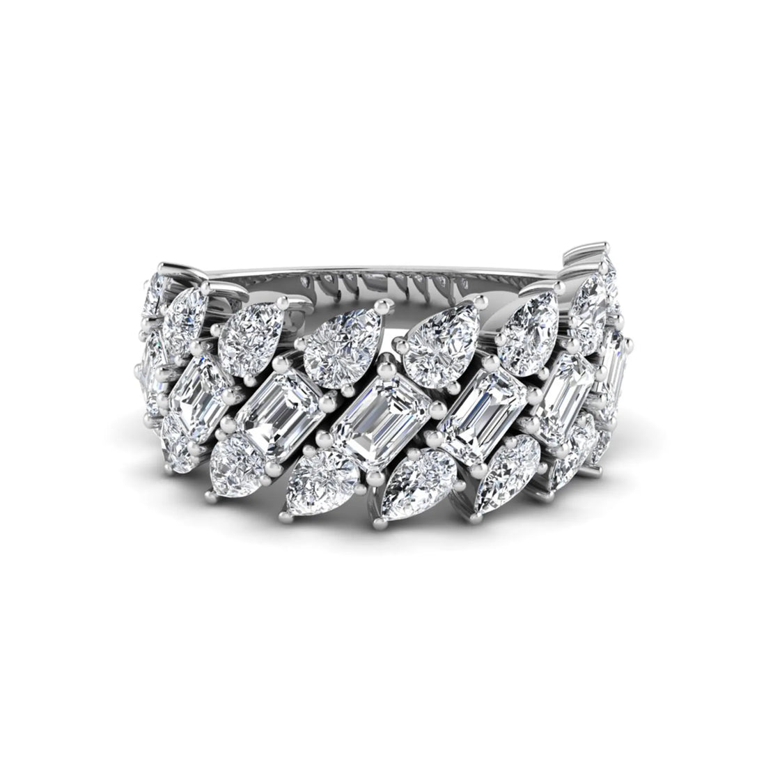 OctaPearl Emerald & Pear Cut Lab Grown Diamond Cluster Ring