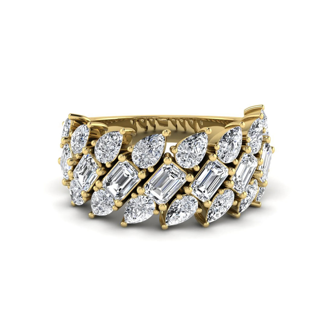 OctaPearl Emerald & Pear Cut Lab Grown Diamond Cluster Ring