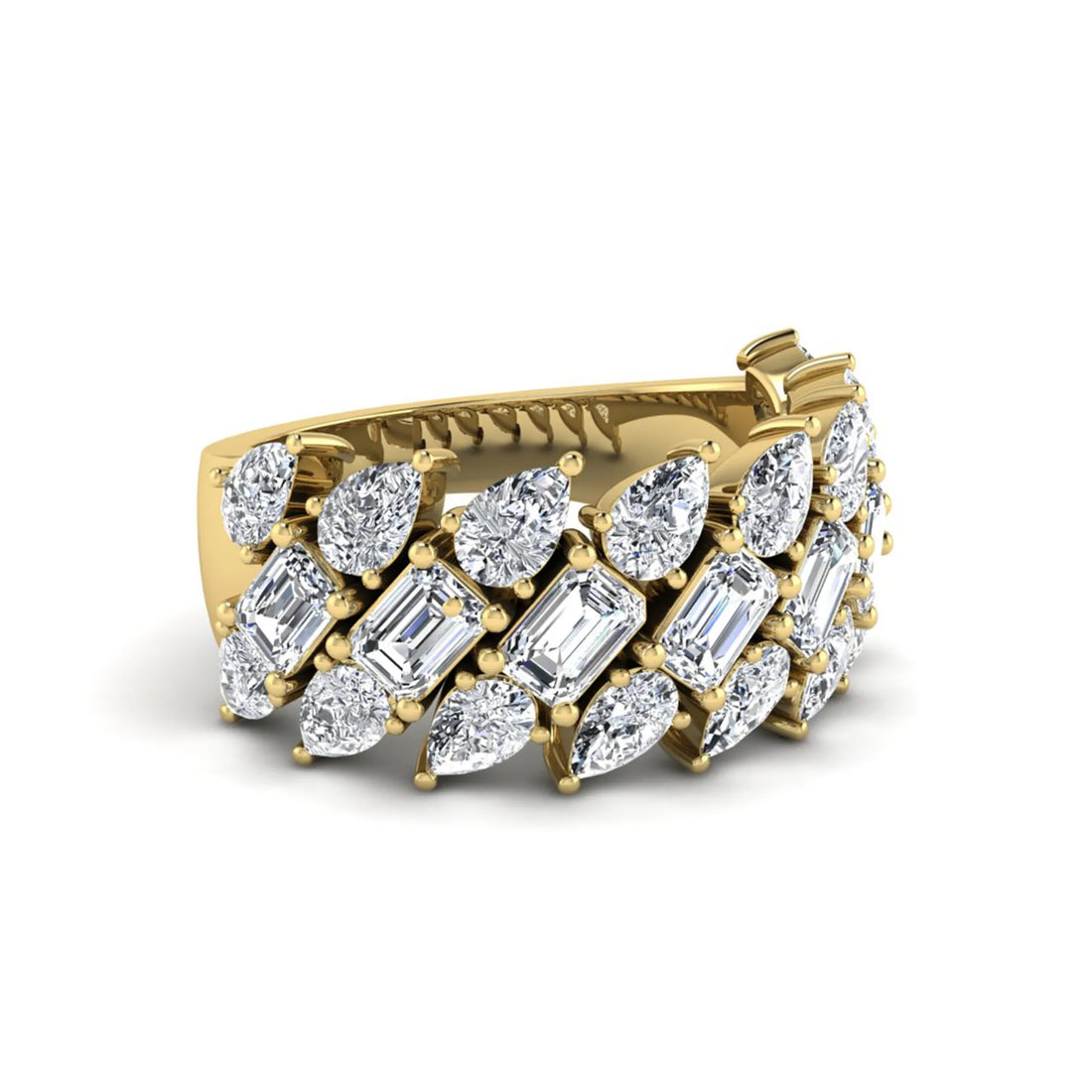 OctaPearl Emerald & Pear Cut Lab Grown Diamond Cluster Ring
