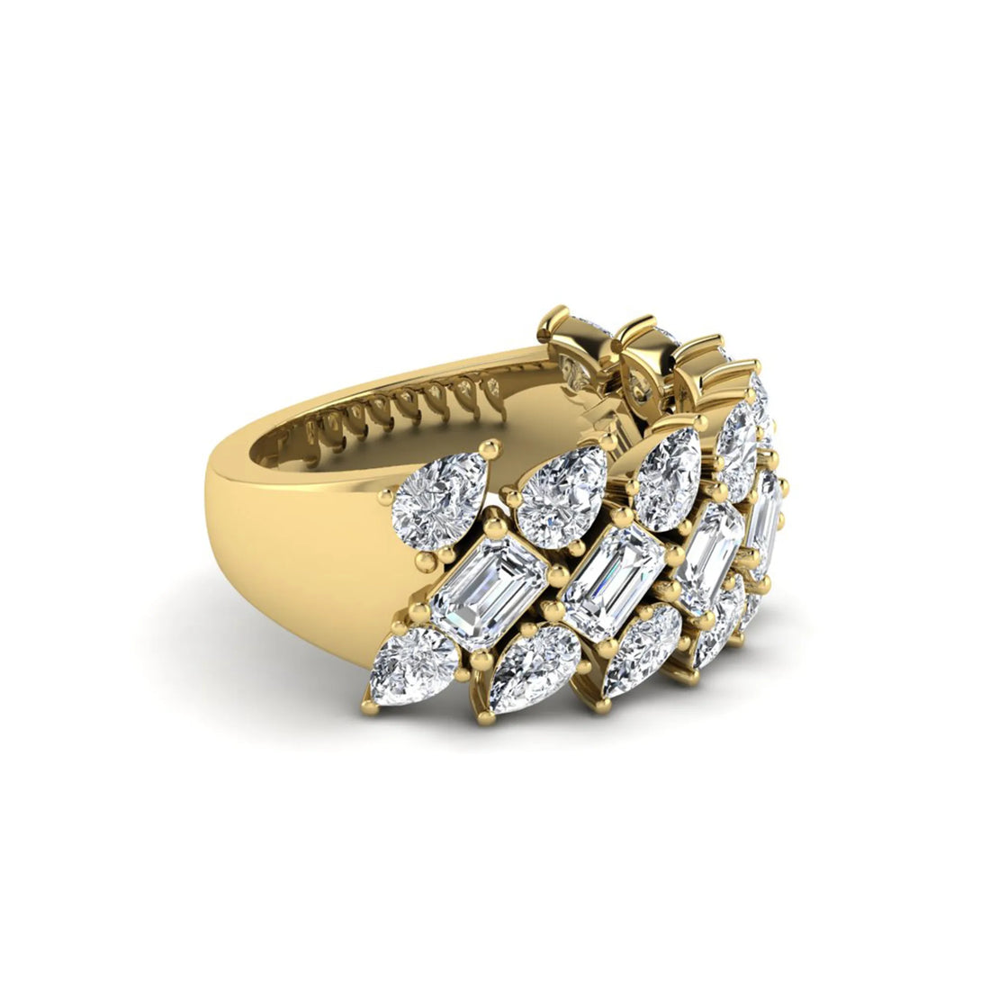 OctaPearl Emerald & Pear Cut Lab Grown Diamond Cluster Ring