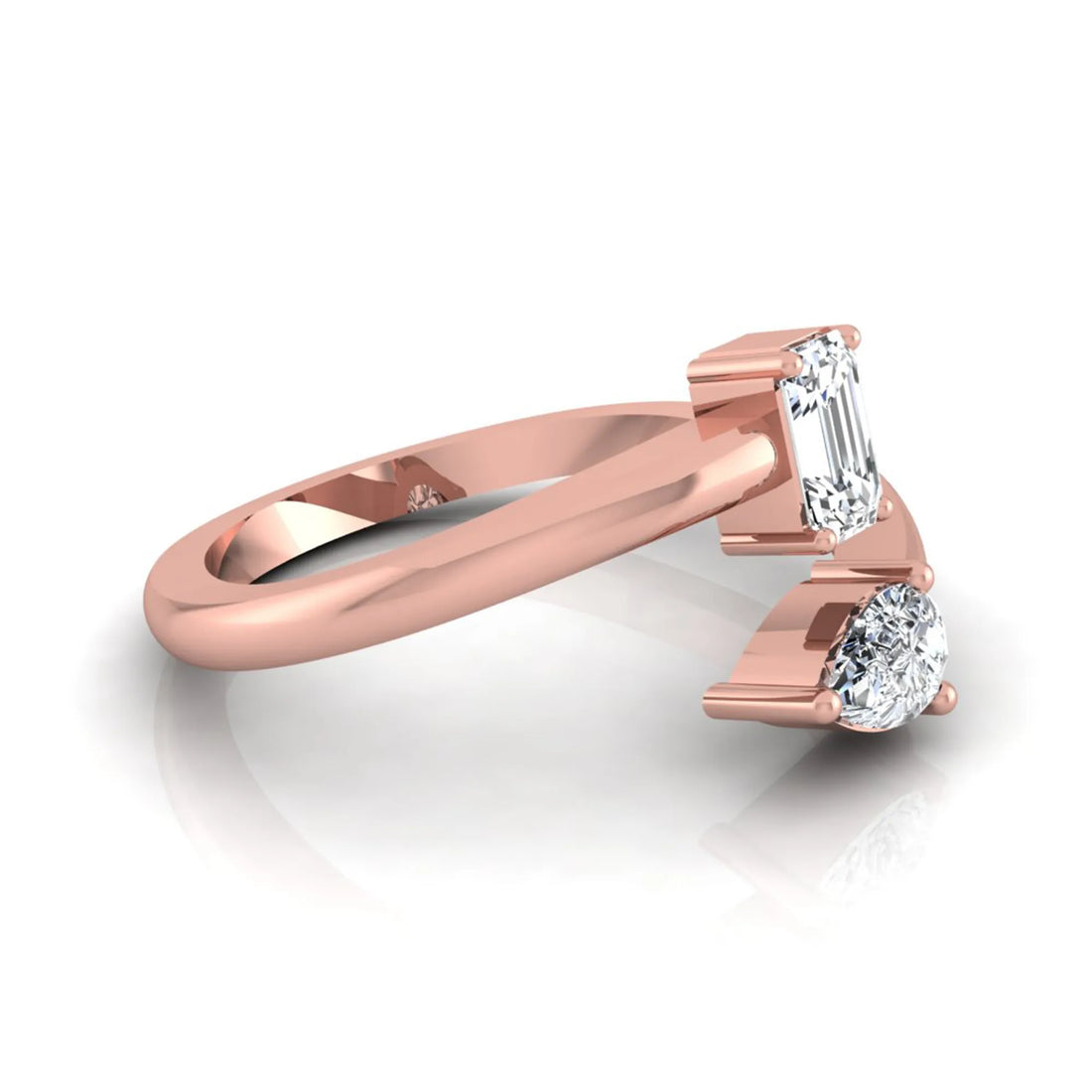 OctaPearl Emerald & Pear Cut Lab Grown Diamond Toi et Moi Ring