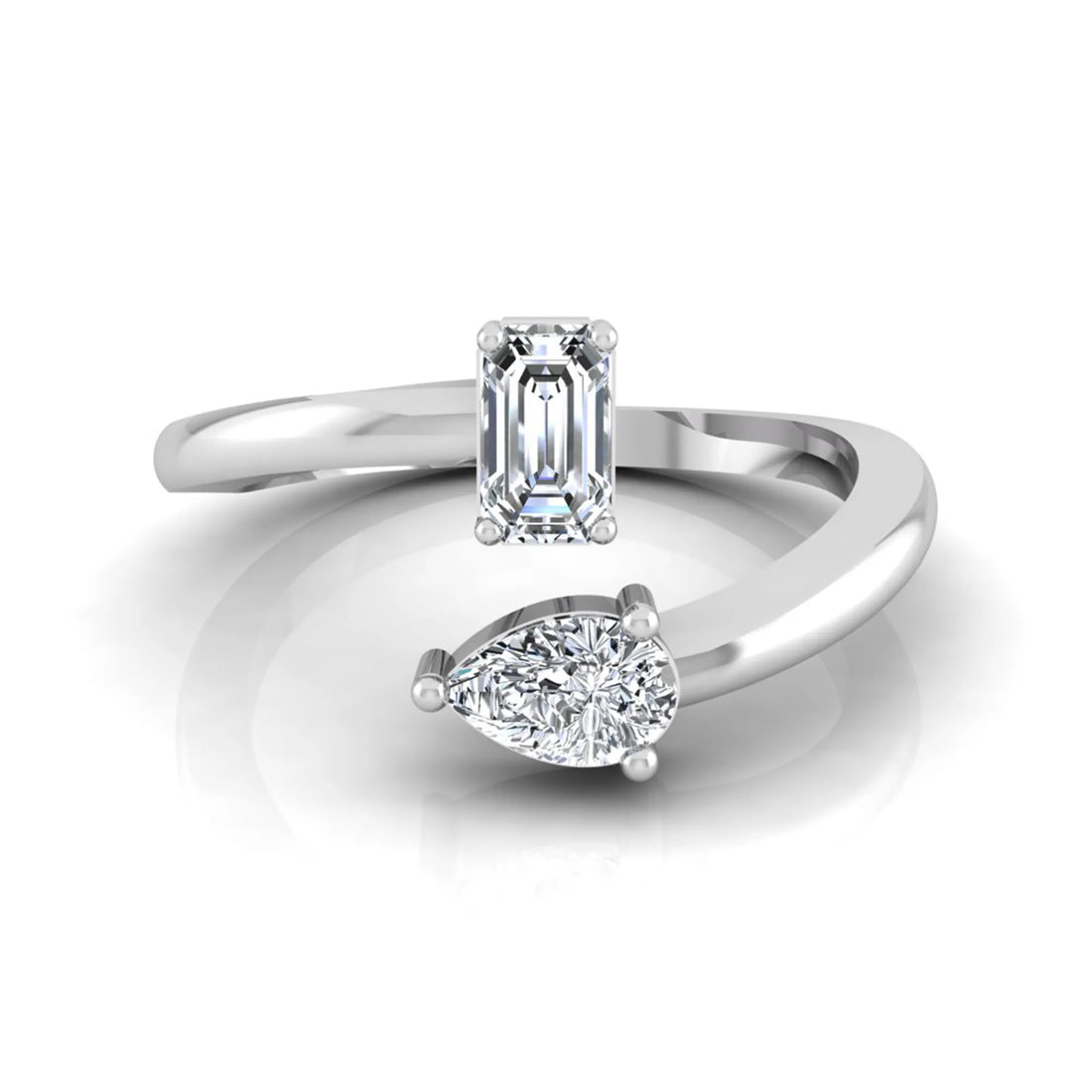 OctaPearl Emerald & Pear Cut Lab Grown Diamond Toi et Moi Ring