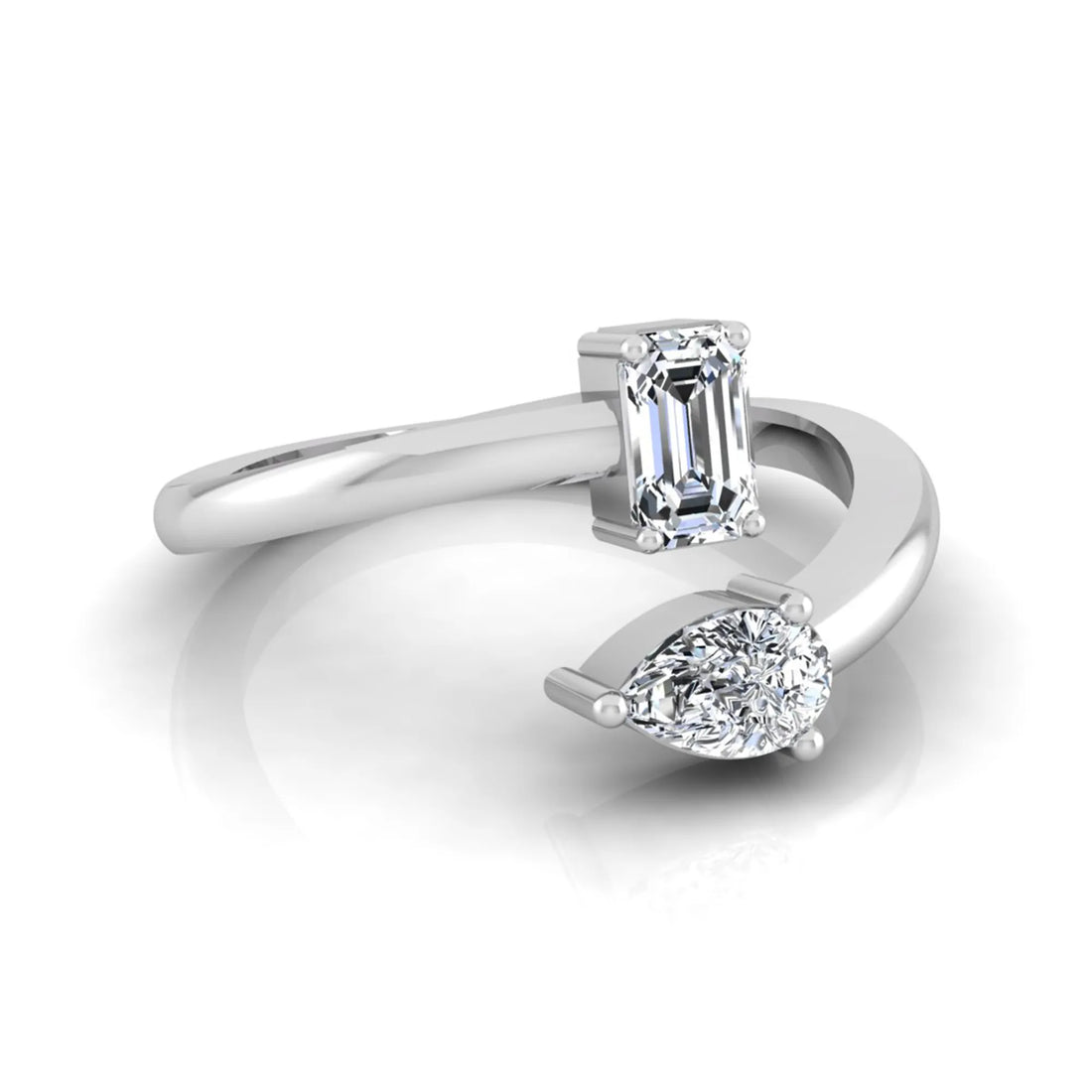 OctaPearl Emerald & Pear Cut Lab Grown Diamond Toi et Moi Ring