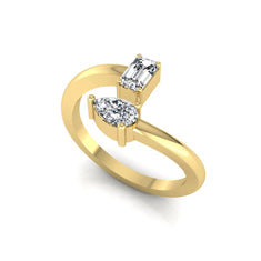 OctaPearl Emerald & Pear Cut Lab Grown Diamond Toi et Moi Ring - alternate view