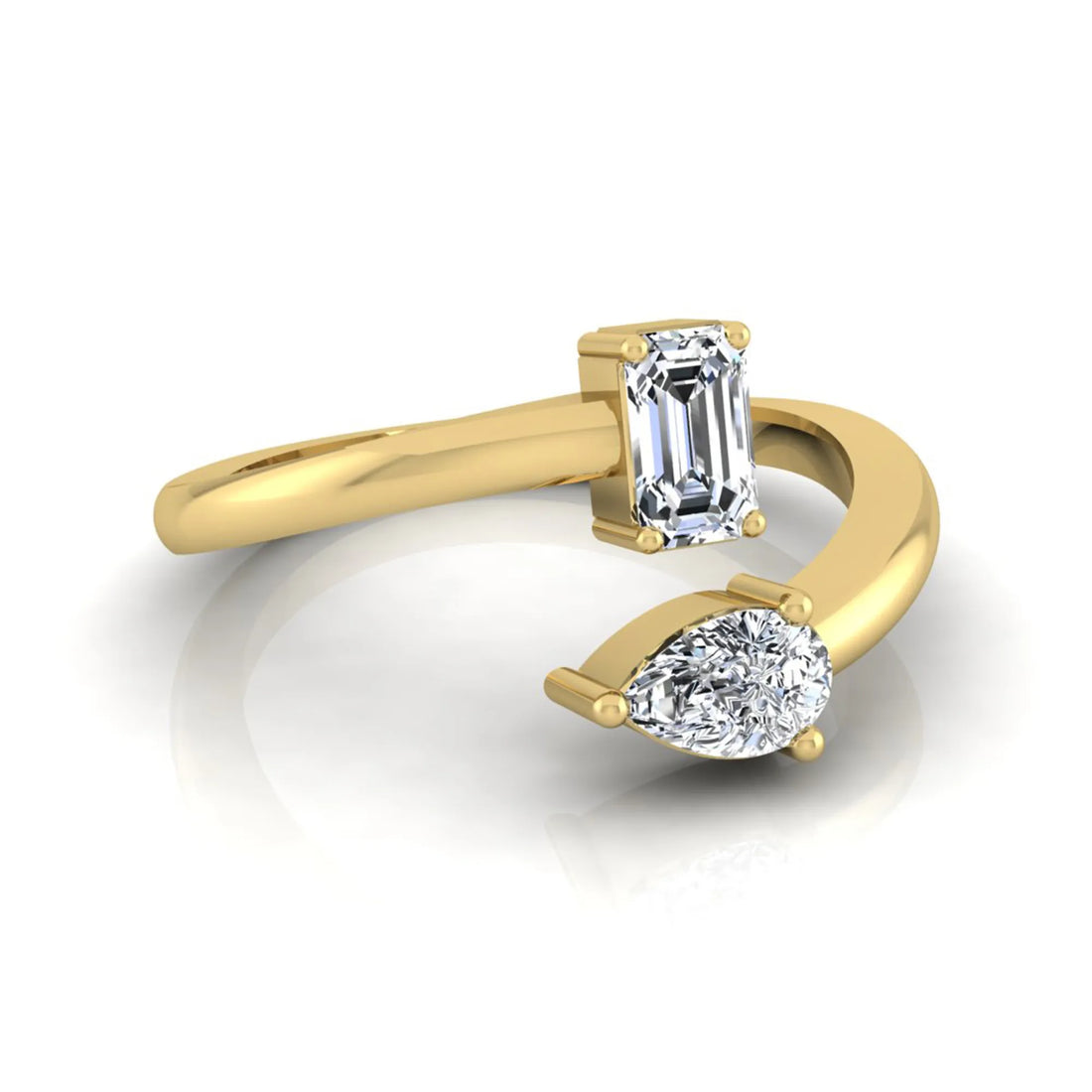 OctaPearl Emerald & Pear Cut Lab Grown Diamond Toi et Moi Ring