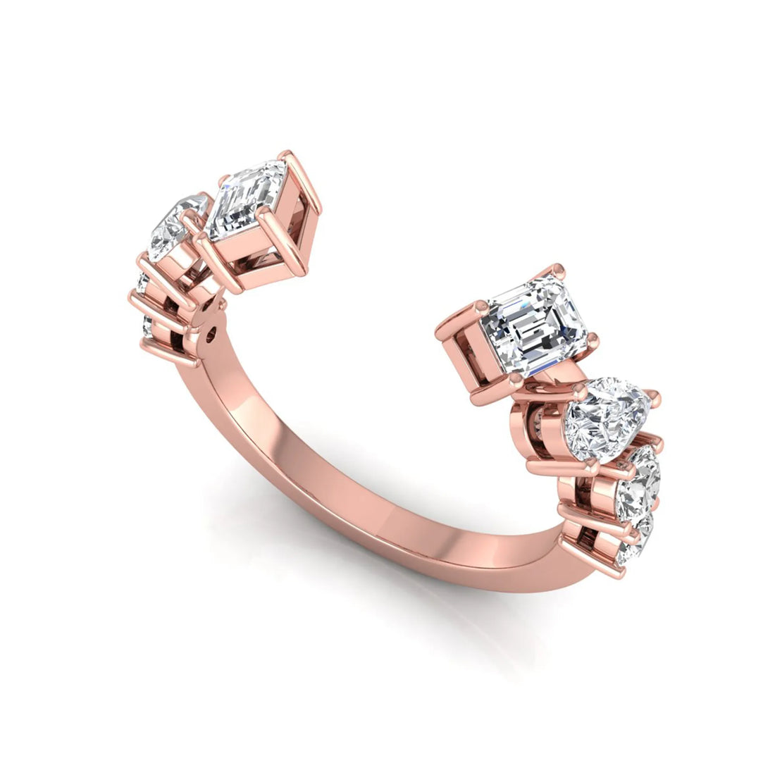 OctaPearl Emerald & Pear Lab Grown Diamond Open Cuff Ring