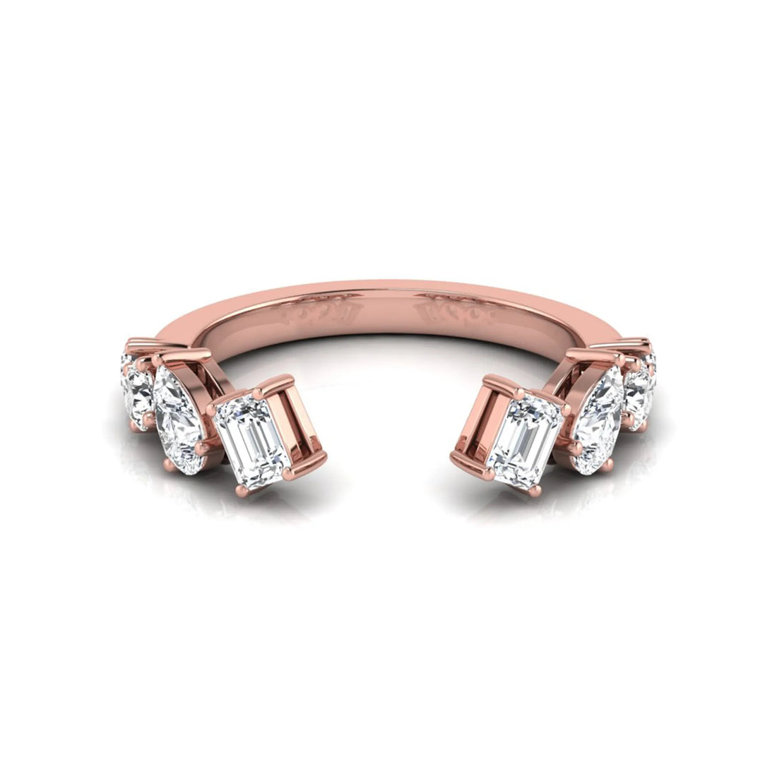 OctaPearl Emerald & Pear Lab Grown Diamond Open Cuff Ring