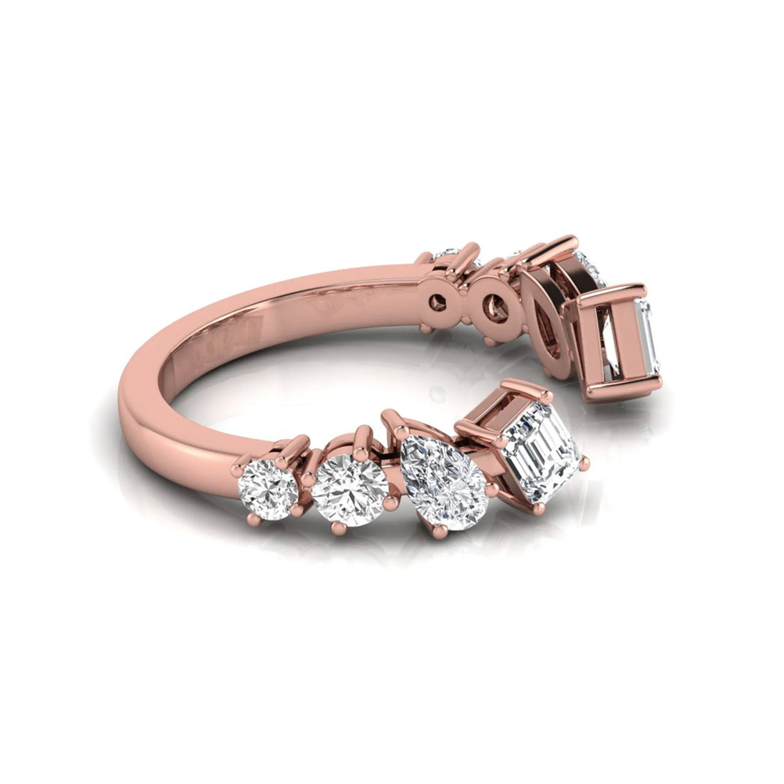 OctaPearl Emerald & Pear Lab Grown Diamond Open Cuff Ring