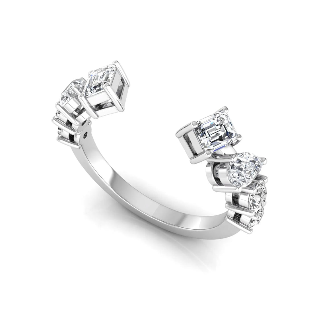 OctaPearl Emerald & Pear Lab Grown Diamond Open Cuff Ring