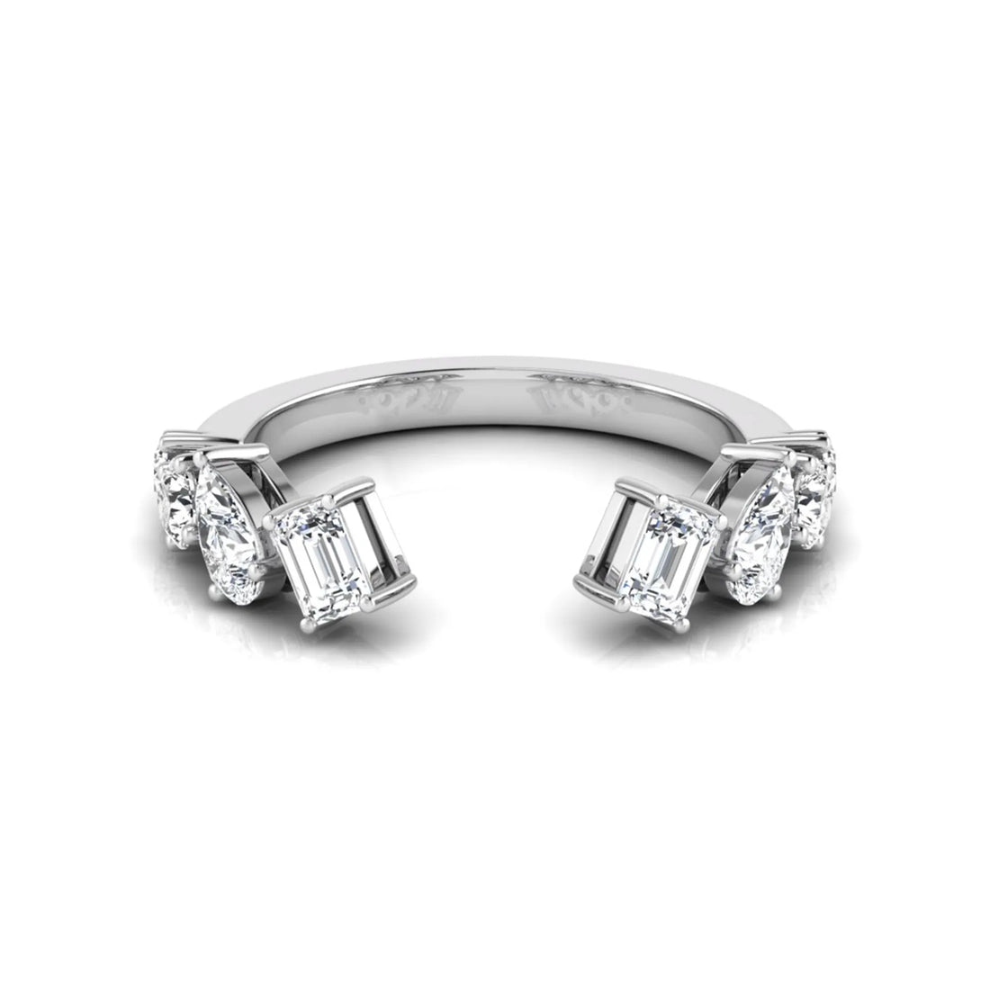 OctaPearl Emerald & Pear Lab Grown Diamond Open Cuff Ring
