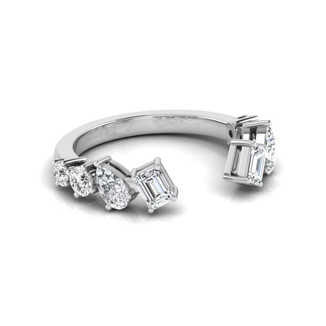 OctaPearl Emerald & Pear Lab Grown Diamond Open Cuff Ring