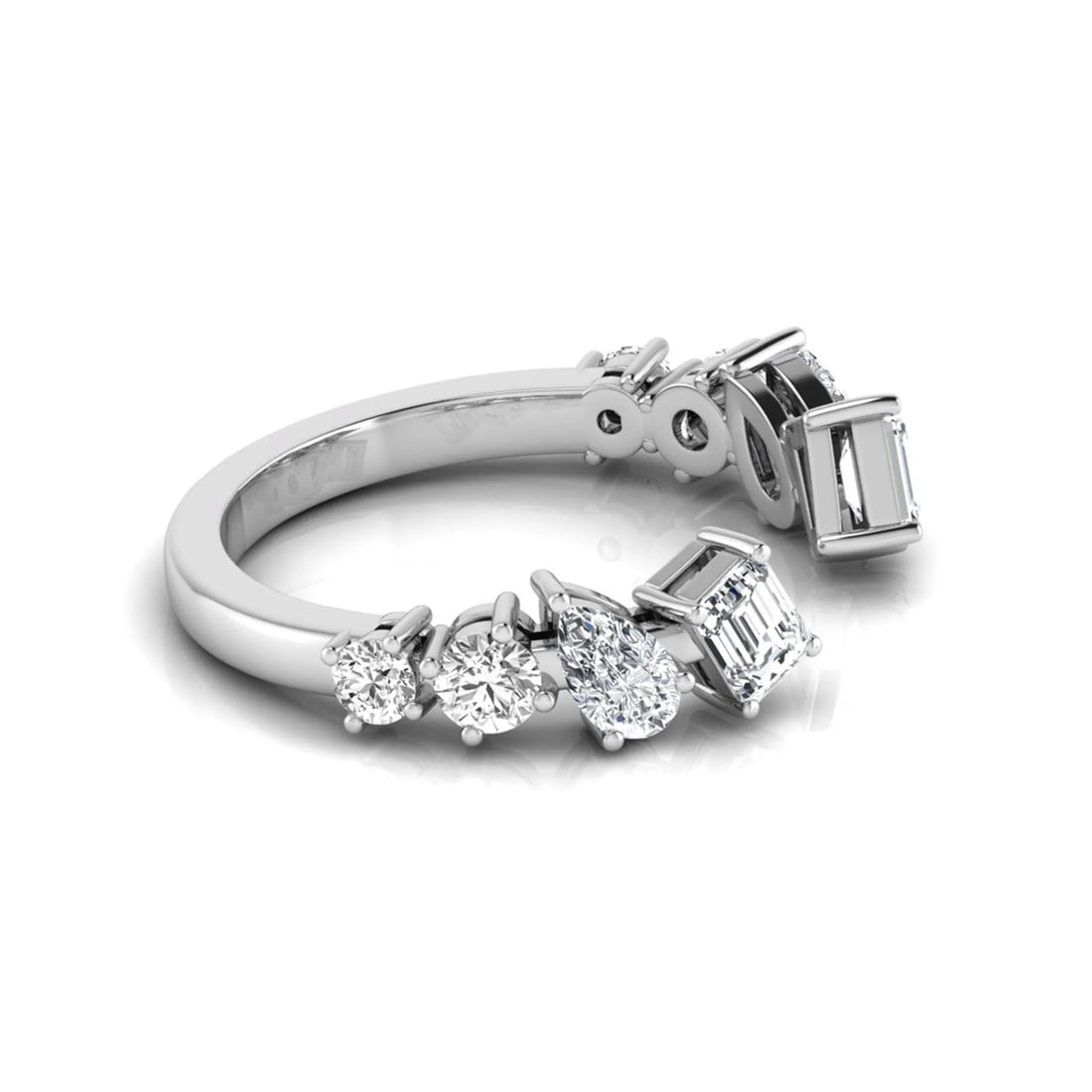 OctaPearl Emerald & Pear Lab Grown Diamond Open Cuff Ring