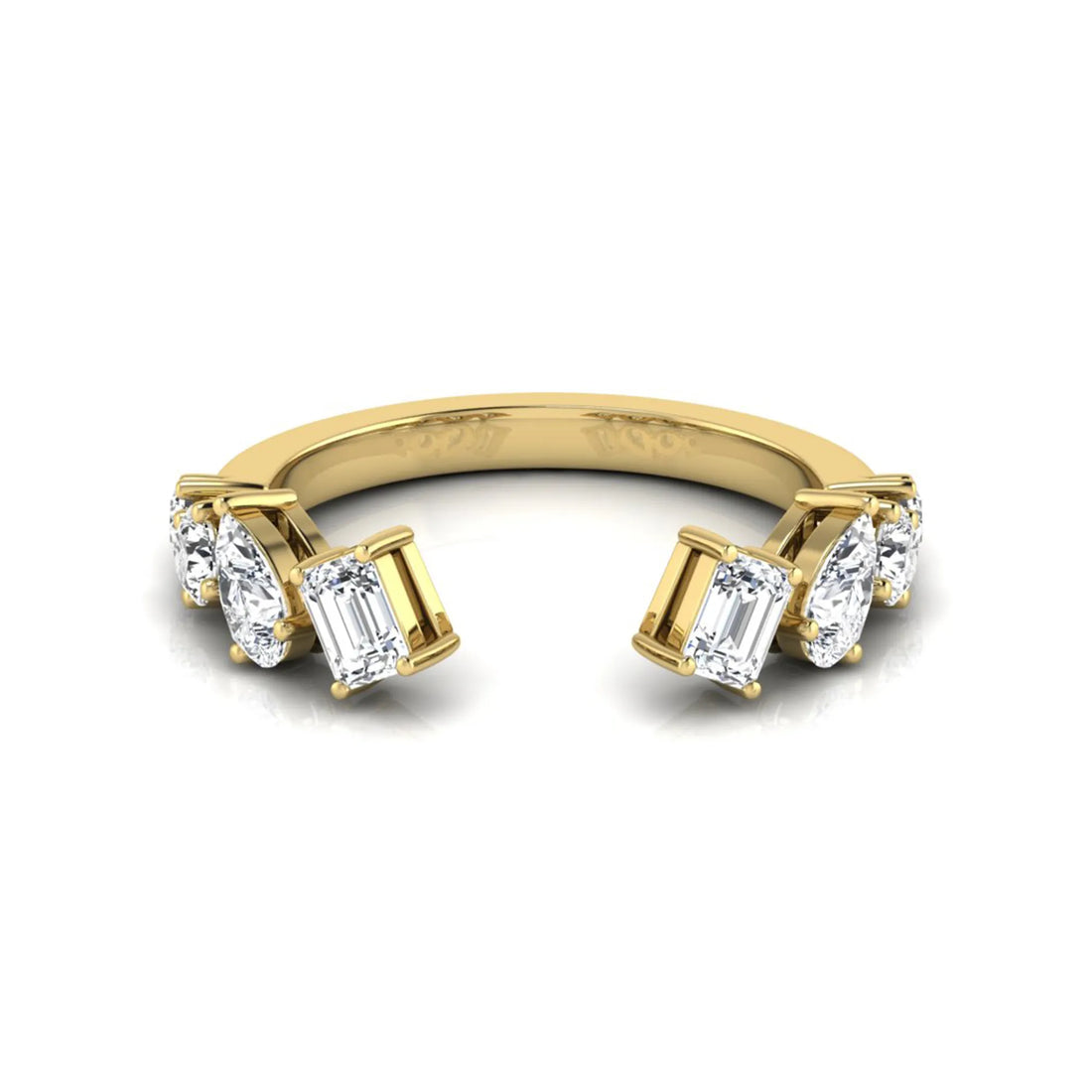 OctaPearl Emerald & Pear Lab Grown Diamond Open Cuff Ring