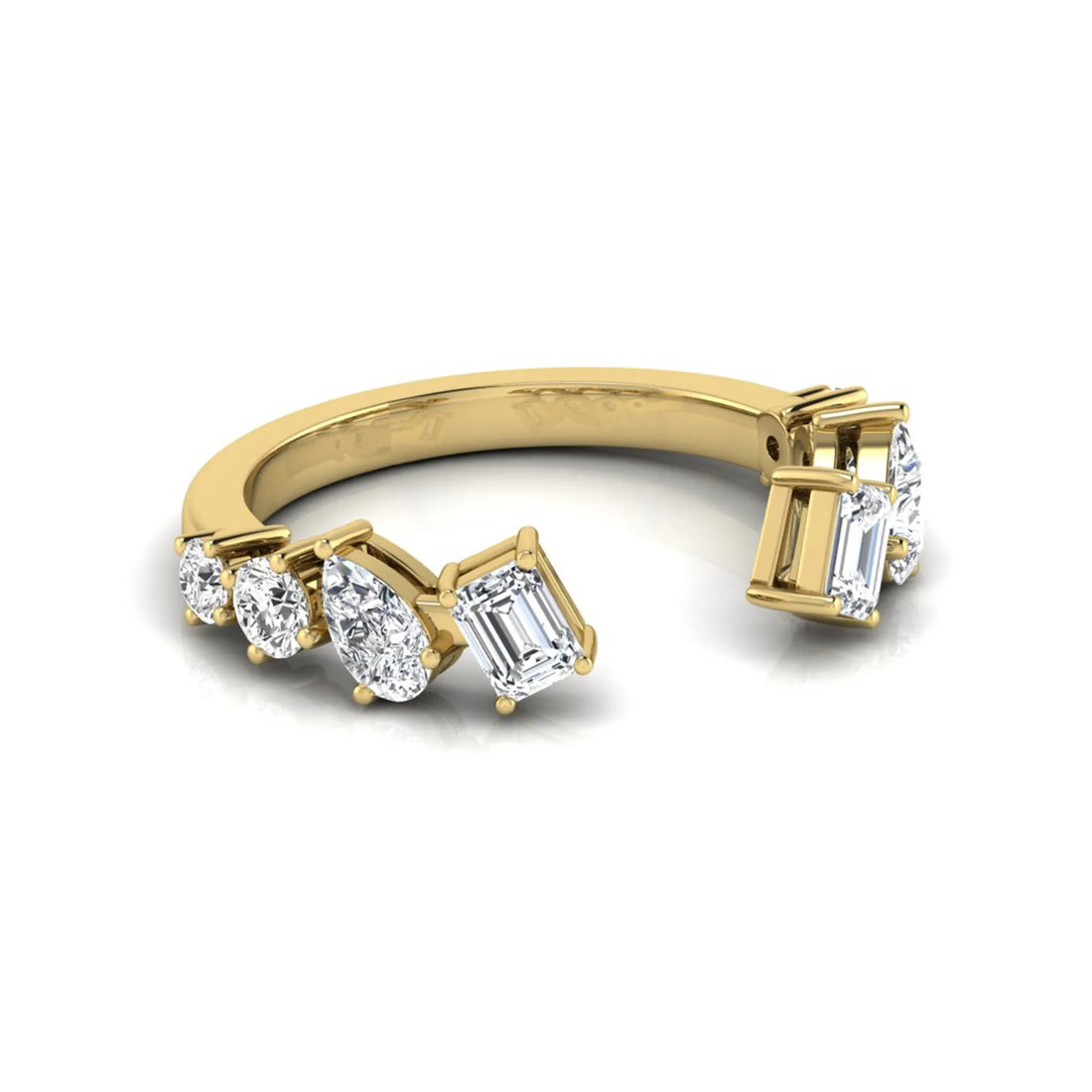 OctaPearl Emerald & Pear Lab Grown Diamond Open Cuff Ring