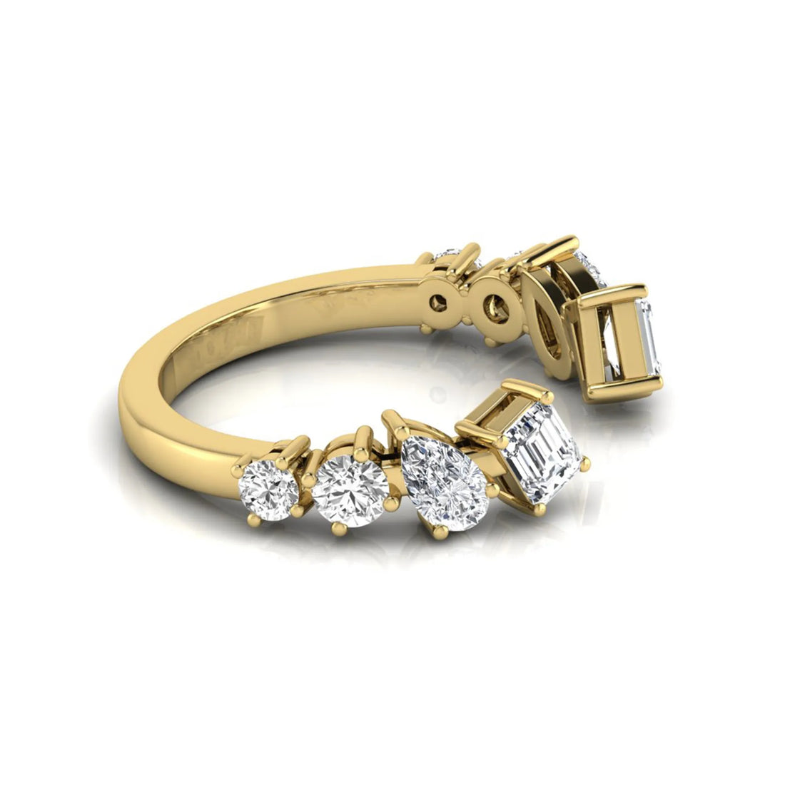OctaPearl Emerald & Pear Lab Grown Diamond Open Cuff Ring