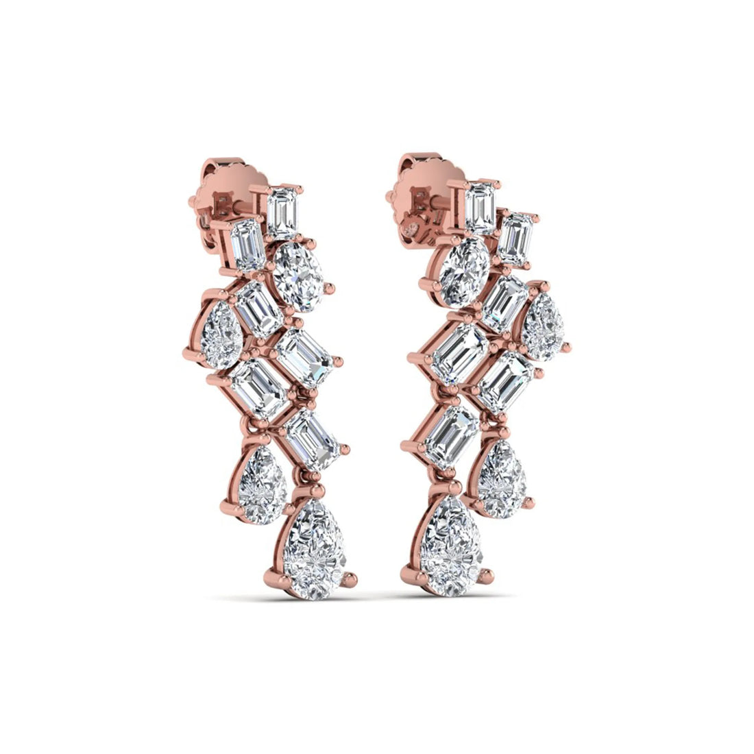 OctaPearl Emerald, Pear & Oval Prong Set Lab Grown Diamond Drop Earrings