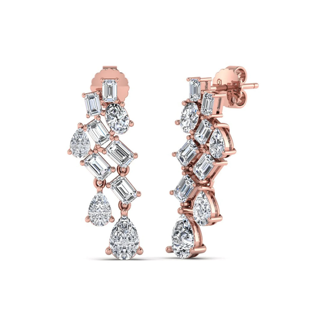 OctaPearl Emerald, Pear & Oval Prong Set Lab Grown Diamond Drop Earrings