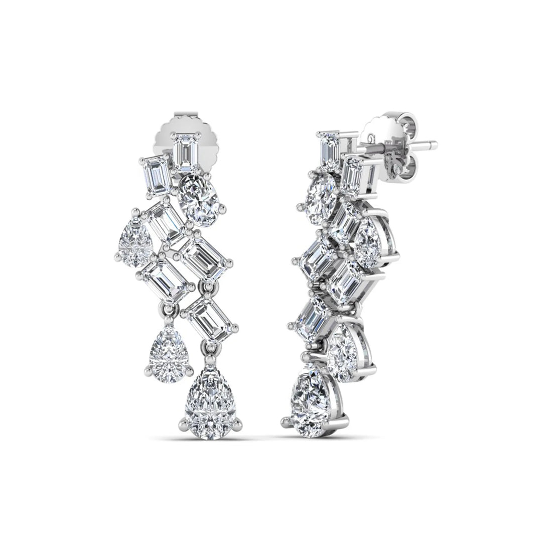 OctaPearl Emerald, Pear & Oval Prong Set Lab Grown Diamond Drop Earrings