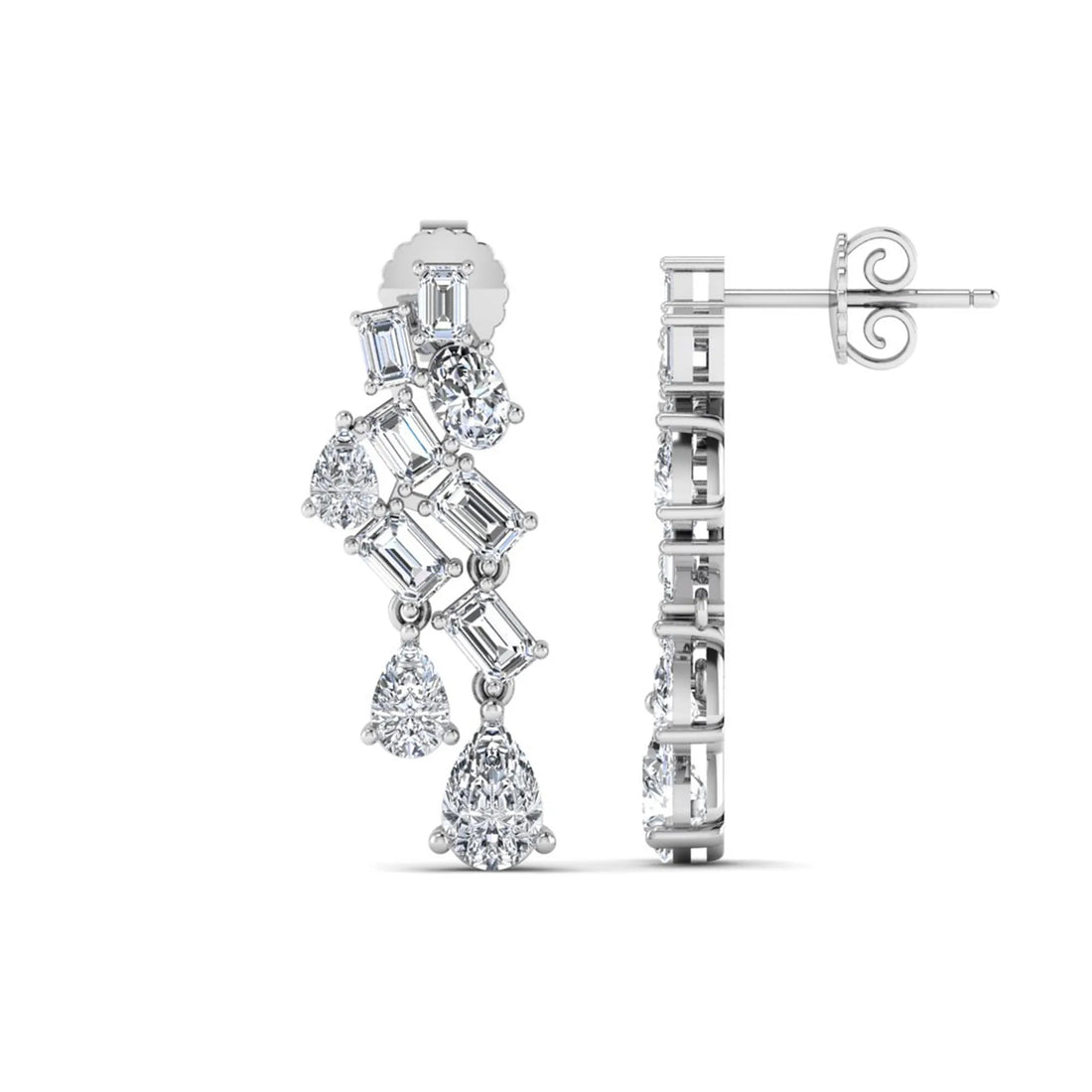 OctaPearl Emerald, Pear & Oval Prong Set Lab Grown Diamond Drop Earrings