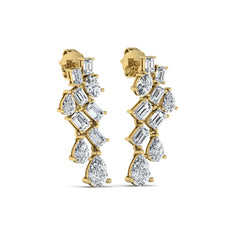 OctaPearl Emerald, Pear & Oval Prong Set Lab Grown Diamond Drop Earrings - alternate view