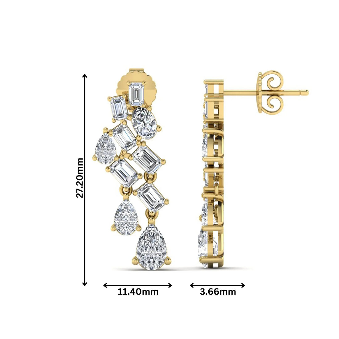 OctaPearl Emerald, Pear & Oval Prong Set Lab Grown Diamond Drop Earrings