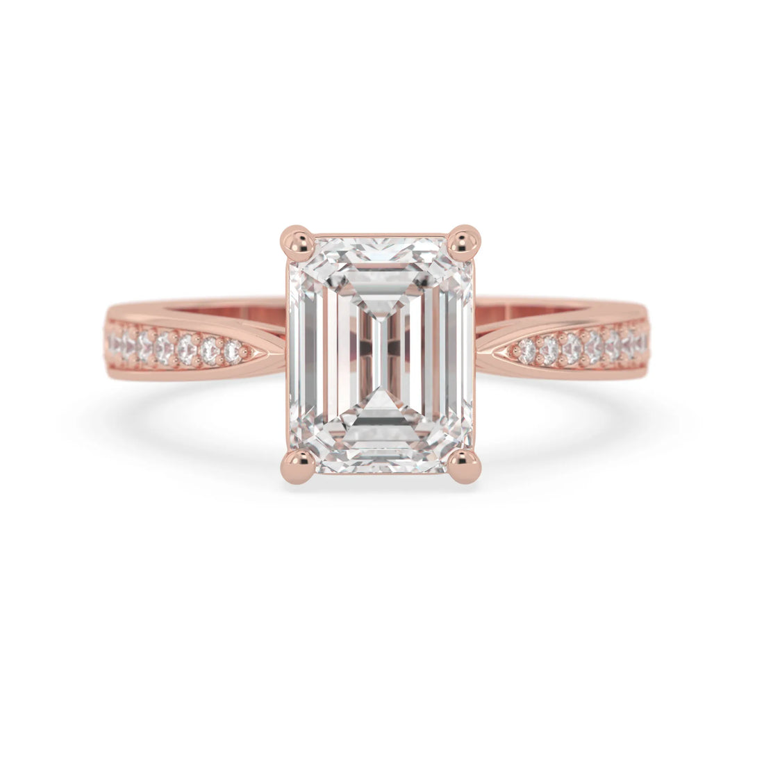 OctaPearl 2.5 ct Emerald Lab Grown Diamond Pave Engagement Ring