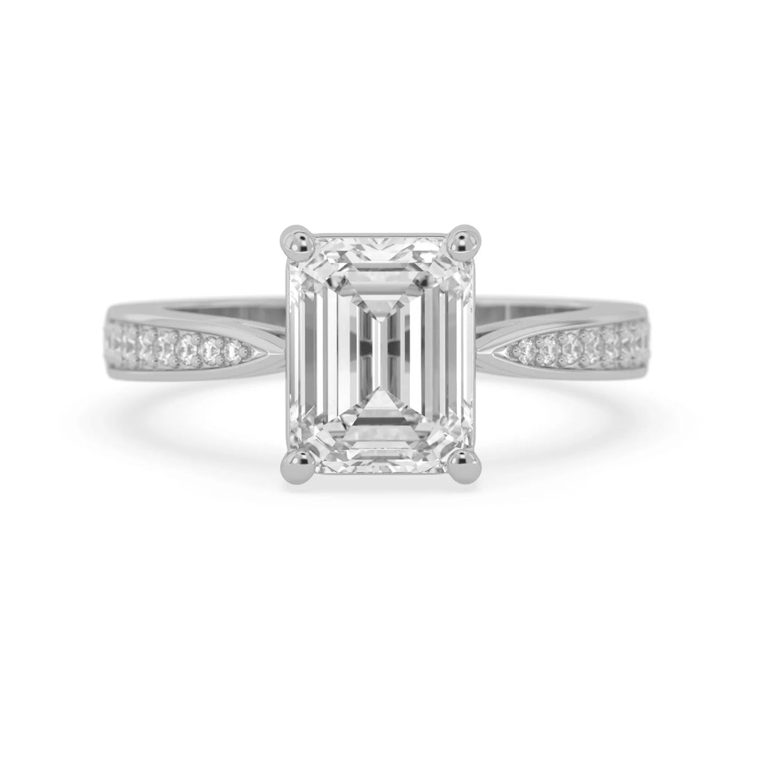 OctaPearl 2.5 ct Emerald Lab Grown Diamond Pave Engagement Ring