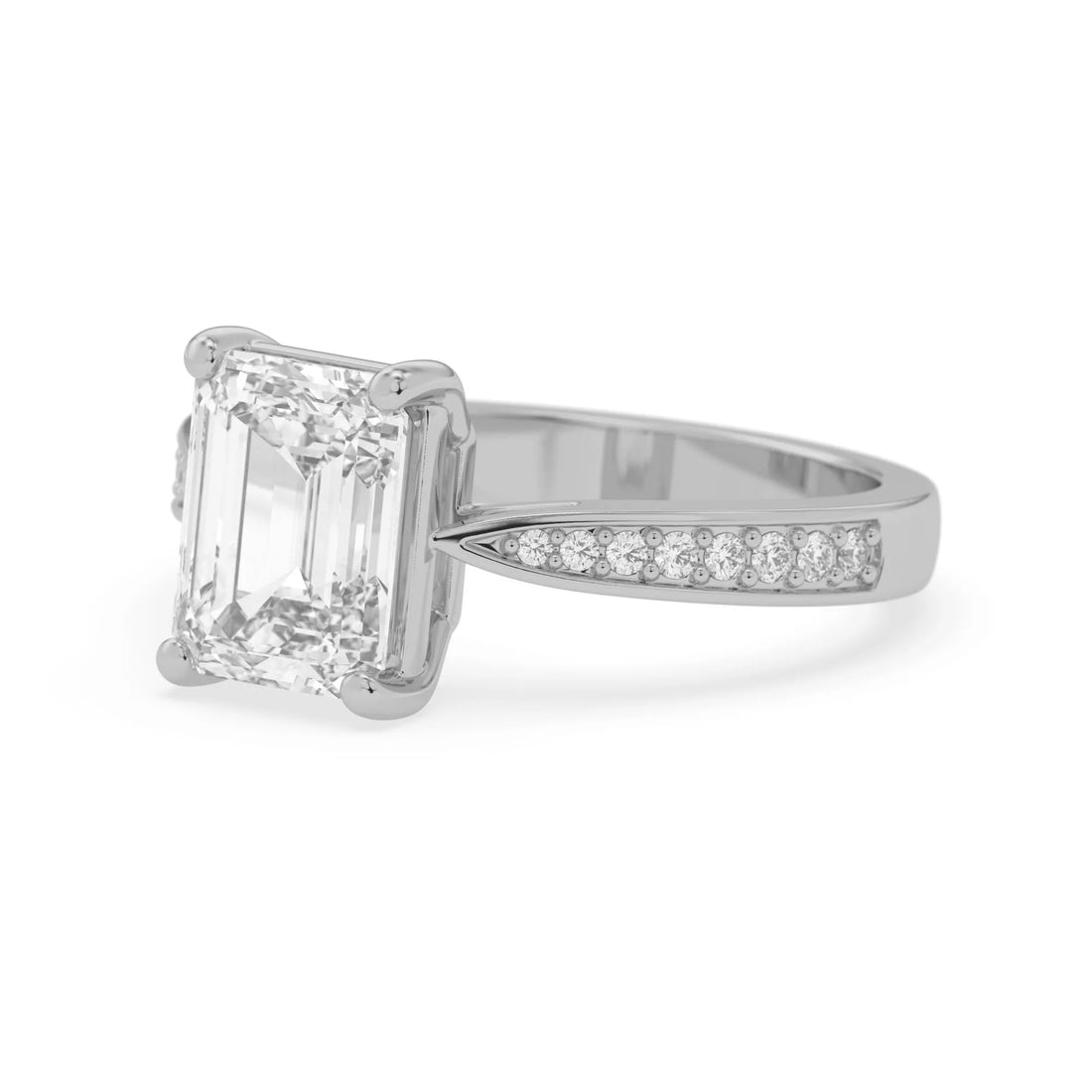 OctaPearl 2.5 ct Emerald Lab Grown Diamond Pave Engagement Ring