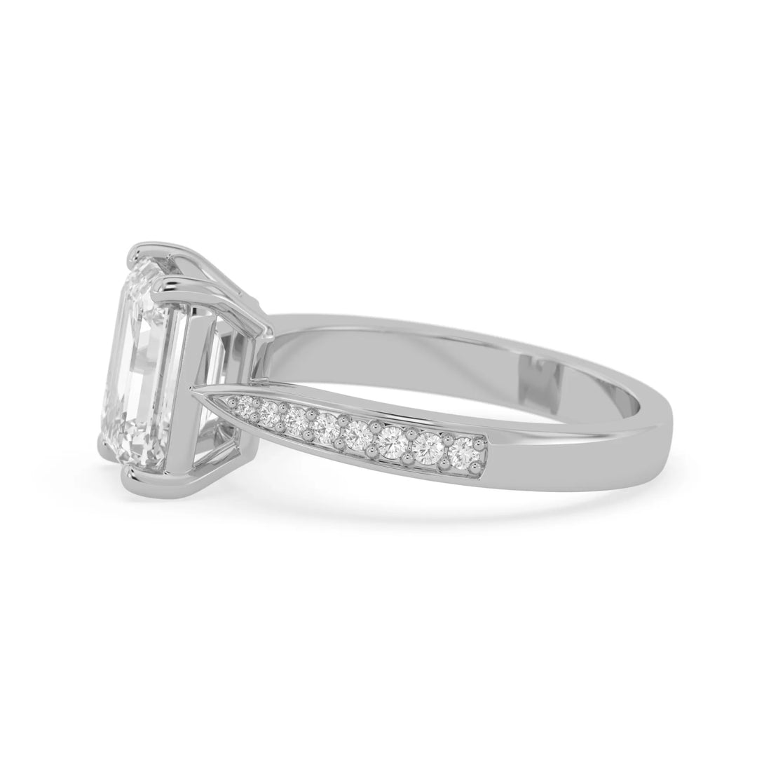 OctaPearl 2.5 ct Emerald Lab Grown Diamond Pave Engagement Ring