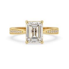 OctaPearl 2.5 ct Emerald Lab Grown Diamond Pave Engagement Ring