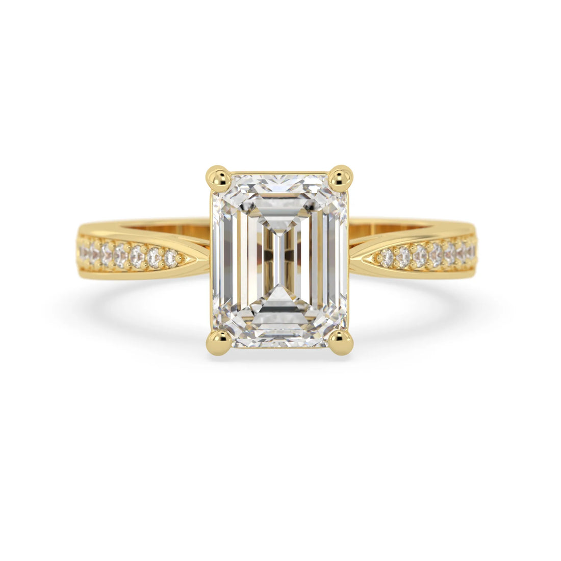 OctaPearl 2.5 ct Emerald Lab Grown Diamond Pave Engagement Ring