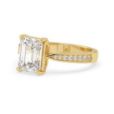 OctaPearl 2.5 ct Emerald Lab Grown Diamond Pave Engagement Ring - alternate view