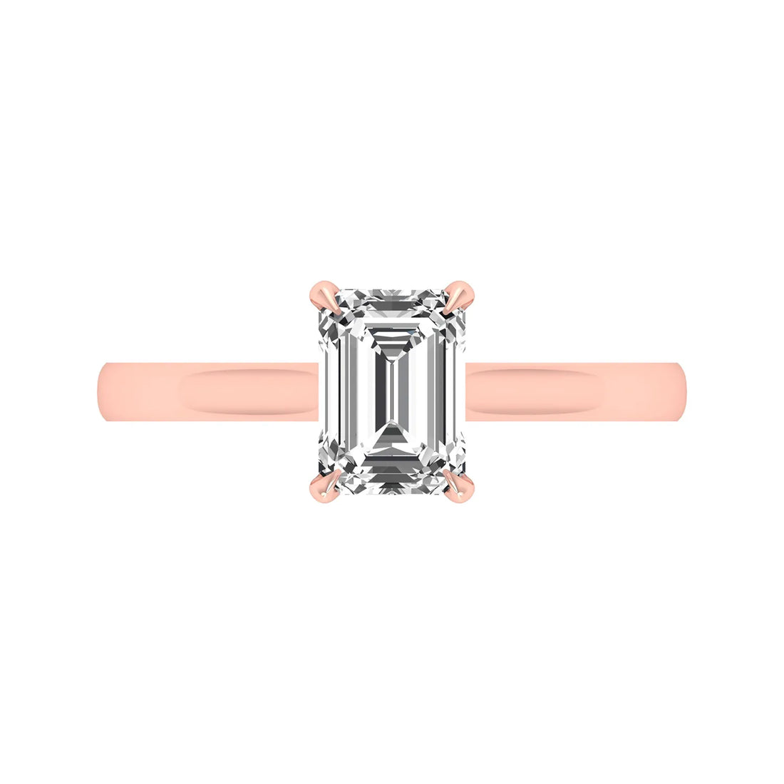 OctaPearl 1 ct Emerald Prong Set Lab Grown Diamond Solitaire Engagement Ring